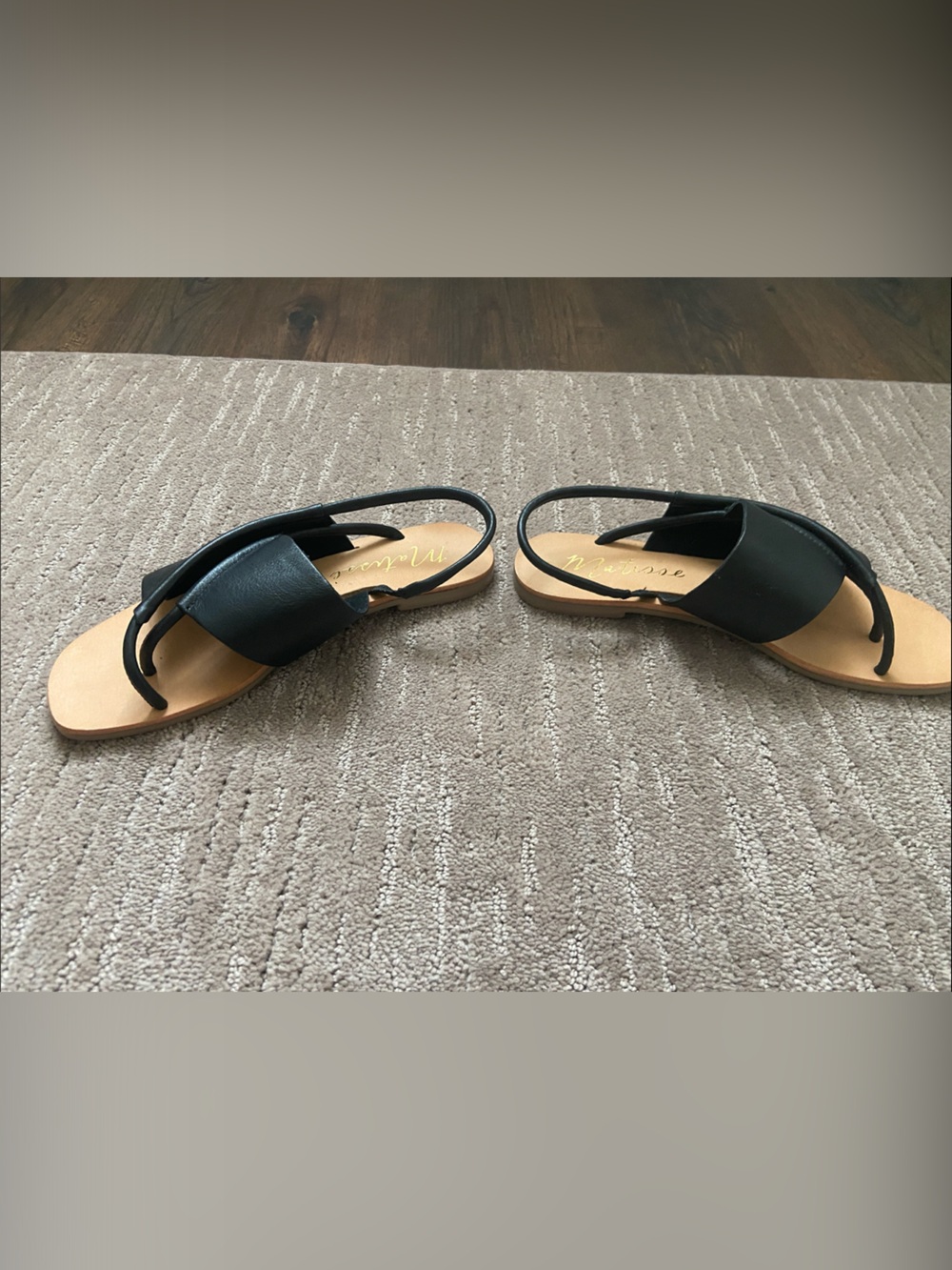 Matisse Black Leather Slingback Toe-Loop Sandals “Shayla” - Picture 3 of 7